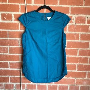 J. Crew teal cap sleeve cotton top size XXS